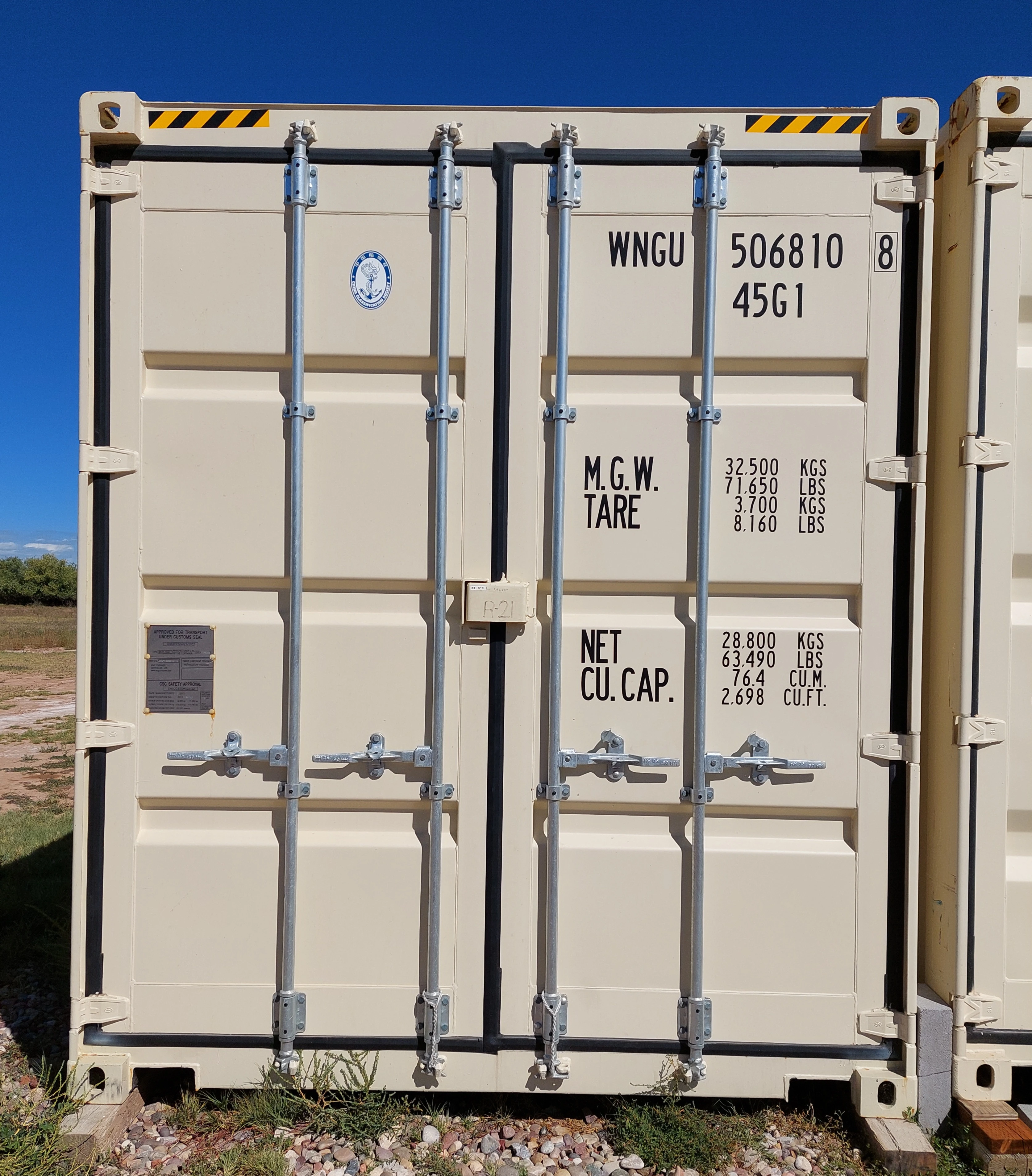 Industrial-strength steel door and locking mechanism on a Fort Knox storage container