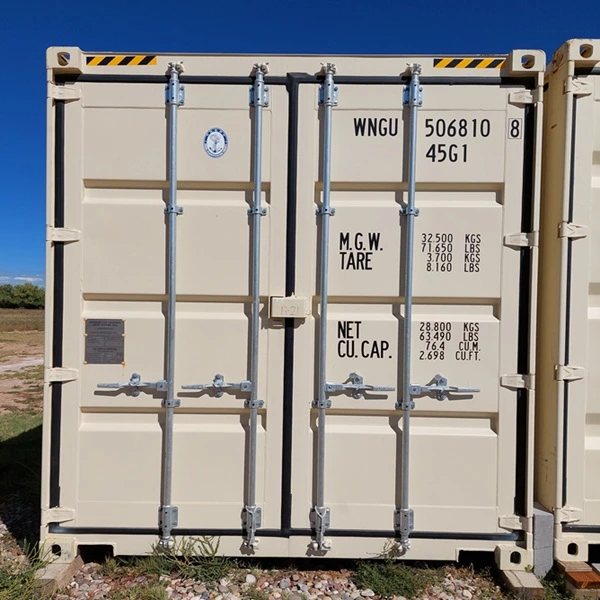 Close-up of steel container locking mechanism at Fort Knox Self Storage