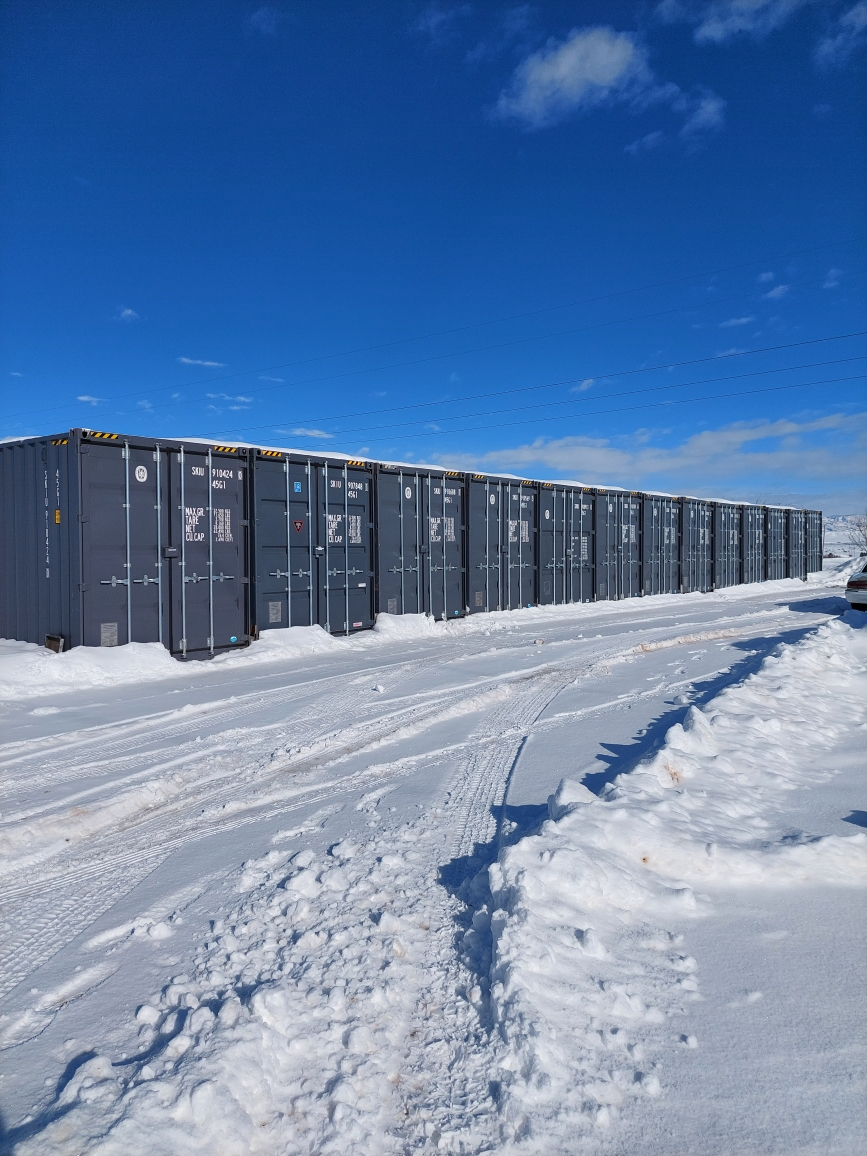 Rows of 40ft storage containers for rent at Fort Knox Self Storage — Vernal Utah Uintah Basin